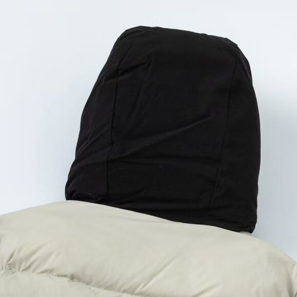 Moncler Color-Block Hooded Down Jacket | Light Gray & Black Puffer Coat - Picture 5 of 9